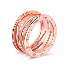 Women's Roman Numerals Rose Gold Plated Fashion Ring