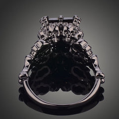 Women's Skull Zircon Gunmetal and Silver Plated CZ Ring