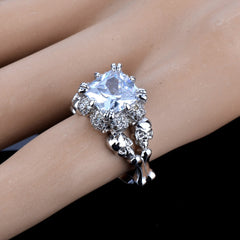 Women's Skull Zircon Gunmetal and Silver Plated CZ Ring