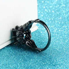 Women's Skull Zircon Gunmetal and Silver Plated CZ Ring