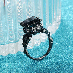 Women's Skull Zircon Gunmetal and Silver Plated CZ Ring