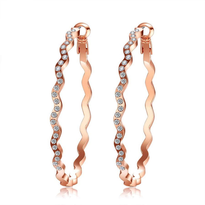 Women's Trendy Zig Zag Rose Gold Hoop Earrings