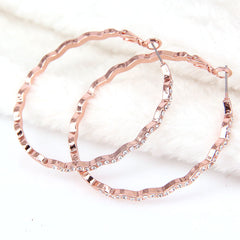 Women's Trendy Zig Zag Rose Gold Hoop Earrings