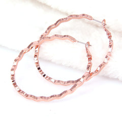 Women's Trendy Zig Zag Rose Gold Hoop Earrings