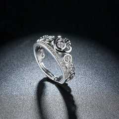 Women's Crown Set Platinum Plated CZ Ring