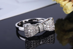 Women's Big Bow Silver Plated CZ Ring