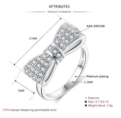 Women's Big Bow Silver Plated CZ Ring