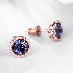 Women's Rose Gold Multicolor CZ Stud Earrings