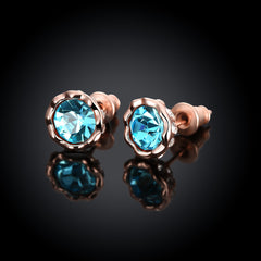 Women's Rose Gold Multicolor CZ Stud Earrings