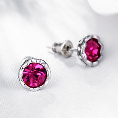 Women's Rose Gold Multicolor CZ Stud Earrings