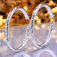 Women's Classic Silver Plated Hoop Earrings