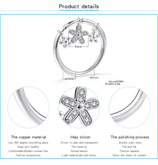 Women's 5 Point Star Charm Band Silver Plated CZ Ring