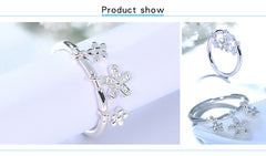 Women's 5 Point Star Charm Band Silver Plated CZ Ring