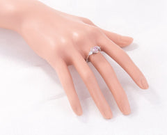 Women's Pink Heart Shaped CZ Platinum Plated Ring