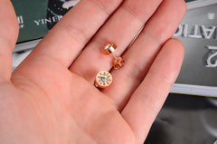 Women's 'Love' Rose Gold Plated CZ Stud Earrings