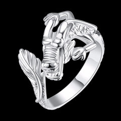 Women's Dragon Silver Plated Adjustable Ring