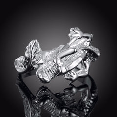 Women's Dragon Silver Plated Adjustable Ring