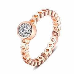 Women's Hollow Channel Rose Gold Plated CZ Ring