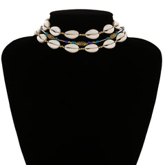 Women's Bohemian Layer Antique Shell Choker Necklace