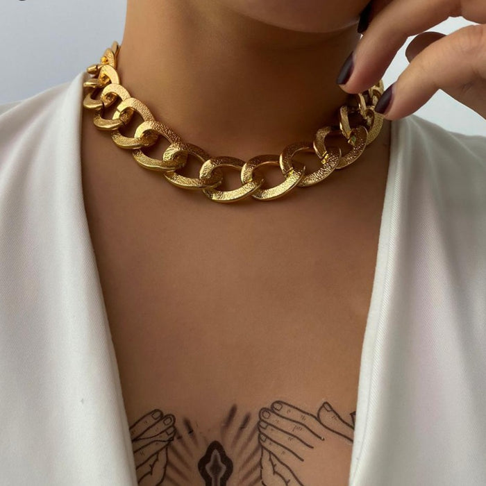 Women's Chunky Chain Gold Plated Choker Necklace