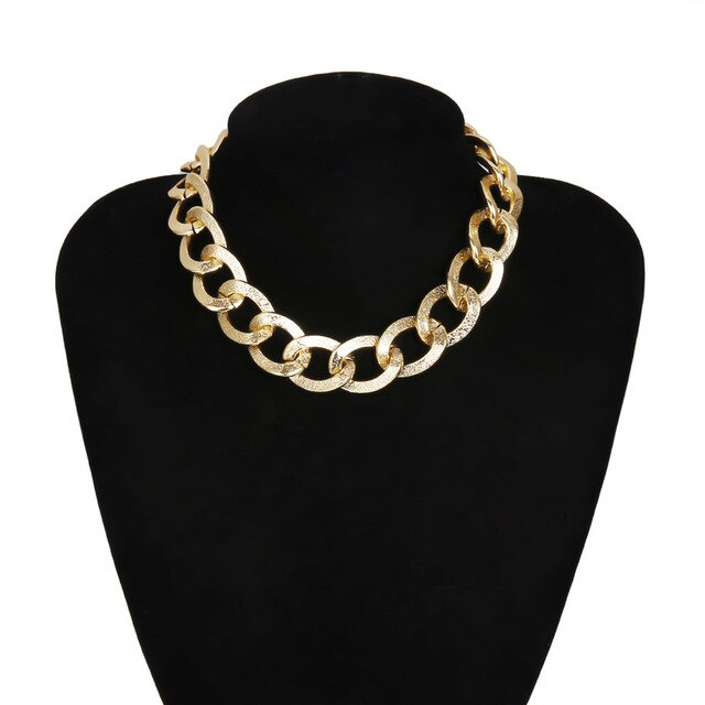 Women's Chunky Chain Gold Plated Choker Necklace