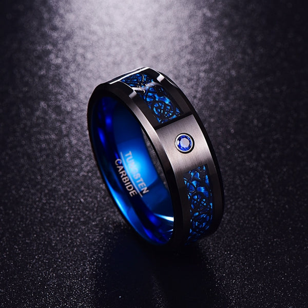 Men's Zirconia Tungsten Carbide 'Black Dragon' Ring