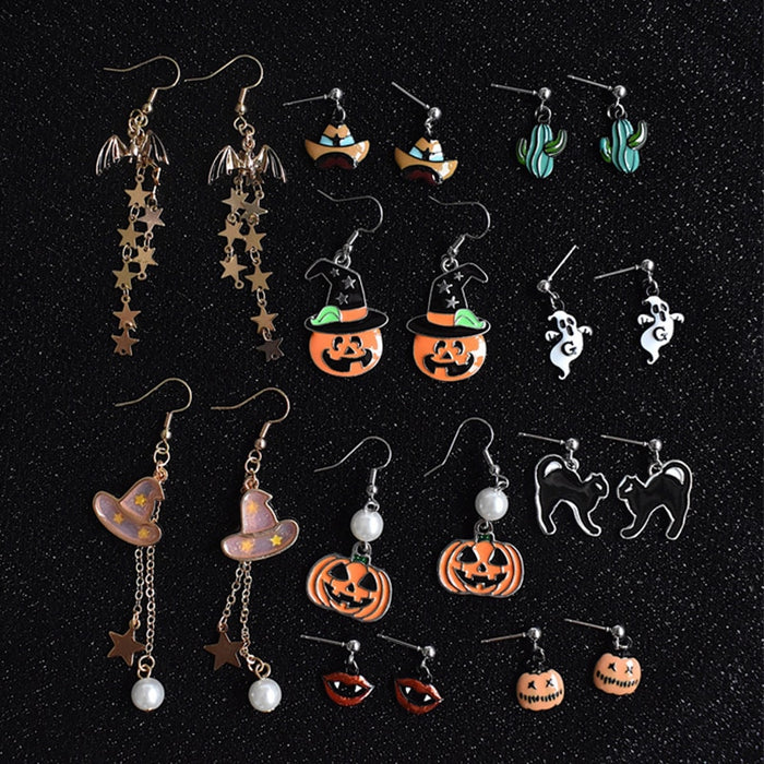 Women's Halloween Black Cat Post Earrings