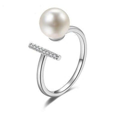 Women's Metal Imitation Pearl and Gemstone Adjustable Ring