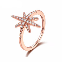 Women's Crystal Star CZ Rose Gold Plated Ring