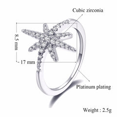 Women's Crystal Star CZ Rose Gold Plated Ring