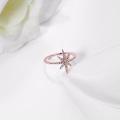 Women's Crystal Star CZ Rose Gold Plated Ring