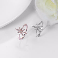 Women's Crystal Star CZ Rose Gold Plated Ring