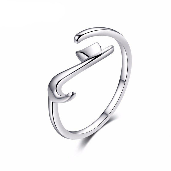 Women's Cat Open Band Silver Plated Ring