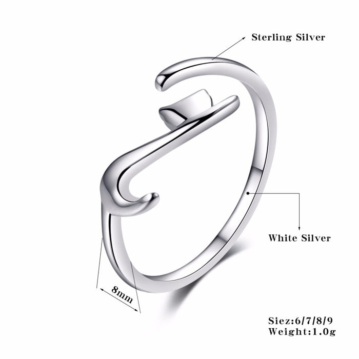 Women's Cat Open Band Silver Plated Ring