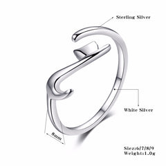 Women's Cat Open Band Silver Plated Ring