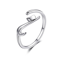 Women's Cat Open Band Silver Plated Ring