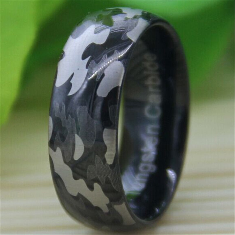 Men's 8mm Dome Camouflage Tungsten Carbide Ring