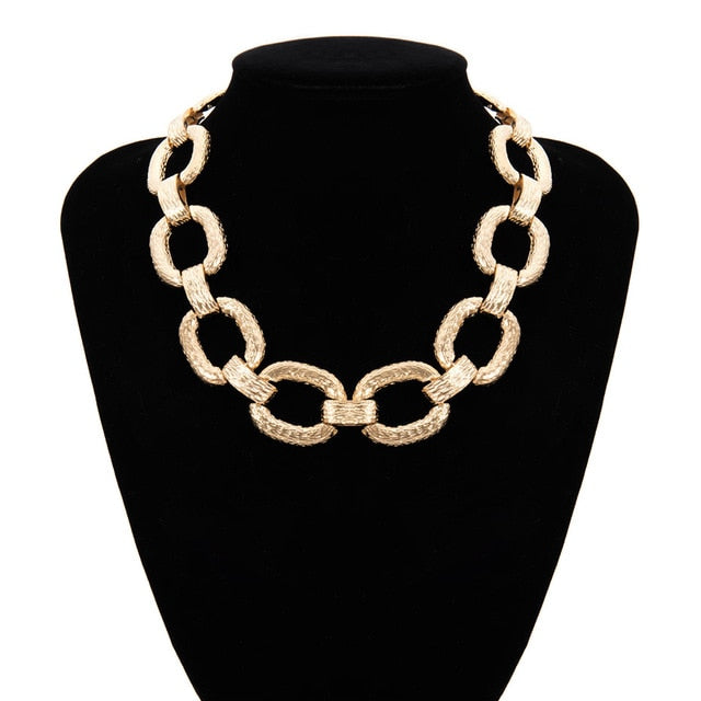 Women's Cuban Thick Chain Metal Statement Necklace