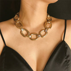 Women's Cuban Thick Chain Metal Statement Necklace