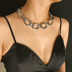 Women's Cuban Thick Chain Metal Statement Necklace