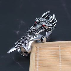 Women's Dagger and Dragon Full Finger Ring