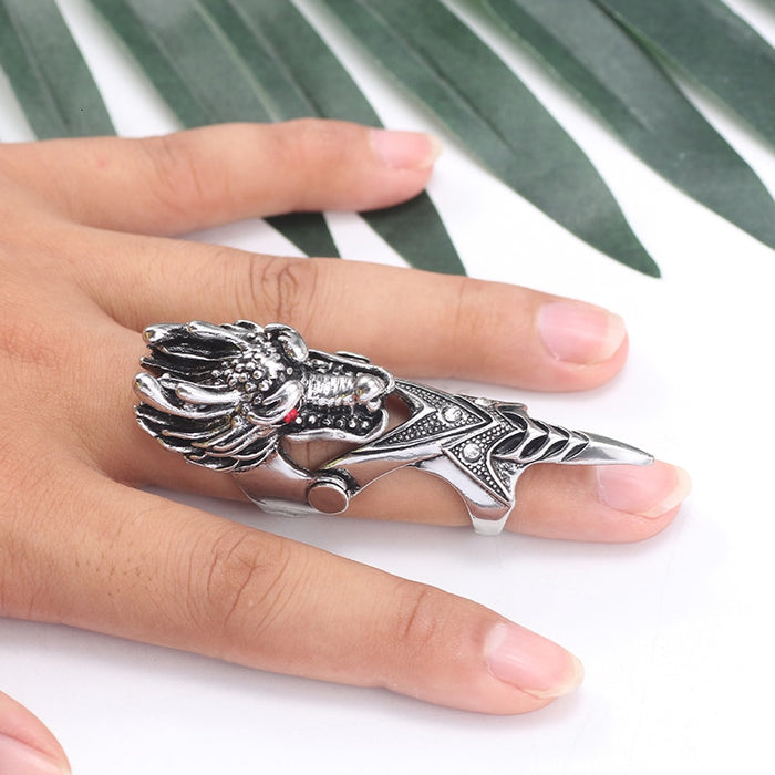 Women's Dagger and Dragon Full Finger Ring