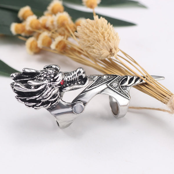 Women's Dagger and Dragon Full Finger Ring