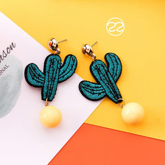 Acrylic Cactus Drop Earrings