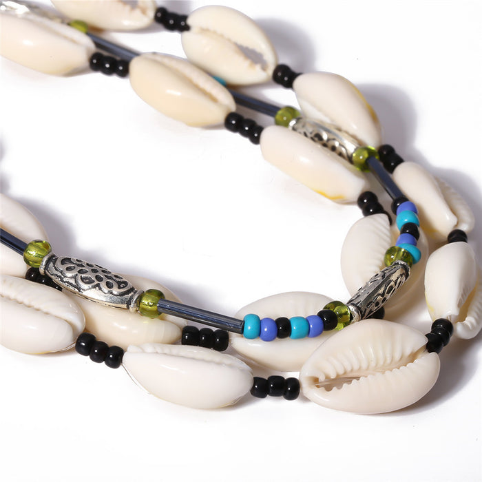 Women's Bohemian Layer Antique Shell Choker Necklace