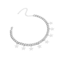 Women's Metal Chain Choker Star Pendant Necklace