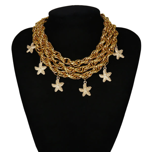 Women's Twisted Chunky Star Pendant Chain Necklace