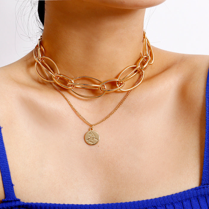 Women's Vintage Twisted Chunky Link Chain Necklace