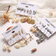 Women's Seashell 6 Piece Set Drop | Post '2.0' Earrings