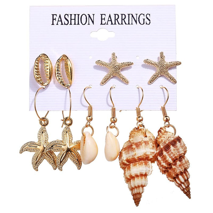 Women's Seashell 6 Piece Set Drop | Post '3.0' Earrings